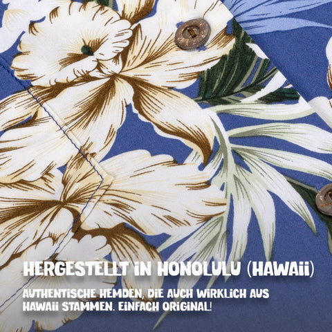 Hergestellt in Honolulu (Hawaii): Hawaiihemd Lanikai Blau