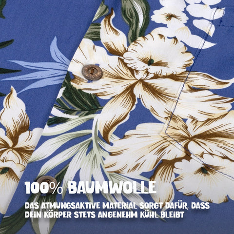 100% Baumwolle: Hawaiihemd Lanikai Blau