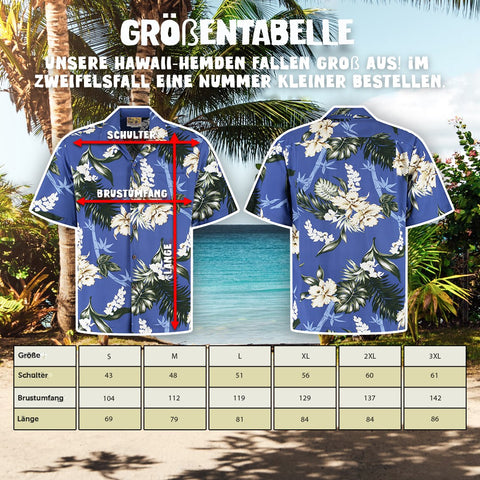 Größentabelle Hawaiihemd Lanikai Blau