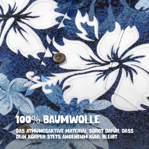 100% Baumwolle: Hawaiihemd Honolulu Blau