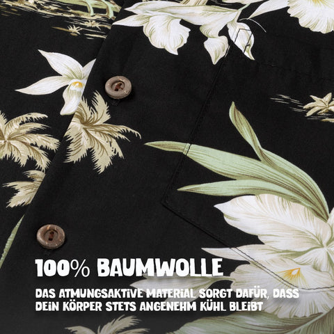 100% Baumwolle: Hawaiihemd Maui Midnight