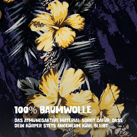 100% Baumwolle: Hawaiihemd Haleiwa Lila