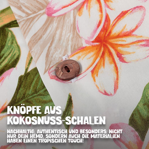 Knöpfe aus Kokosnuss-Schalen: Hawaiihemd Tropisches Weiß im Detail