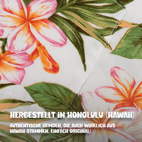 Hergestellt in Honolulu (Hawaii): Hawaiihemd Tropisches Weiß