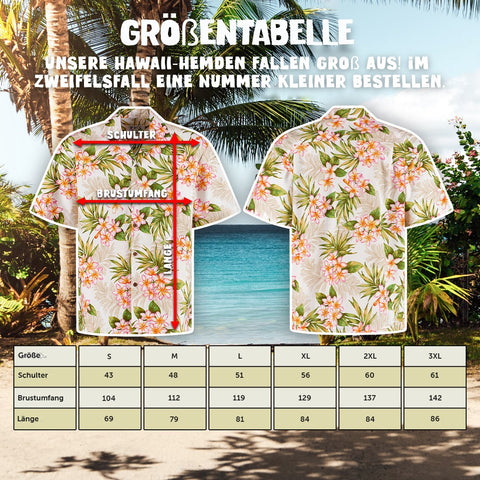 Größentabelle Hawaiihemd Tropisches Weiß