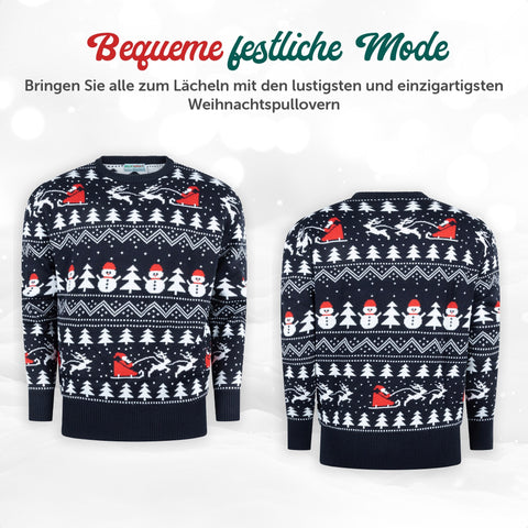 Bequeme festliche Mode: Weihnachtspullover Stilvolle Weihnachten von vorne und hinten