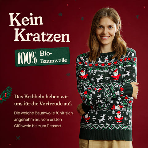 Der Perfekte Weihnachtspullover: kein Kratzen, 100 % Bio-Baumwolle