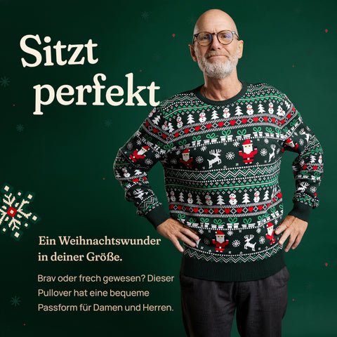 Der Perfekte Weihnachtspullover sitzt perfekt: bequeme Passform für Damen und Herren